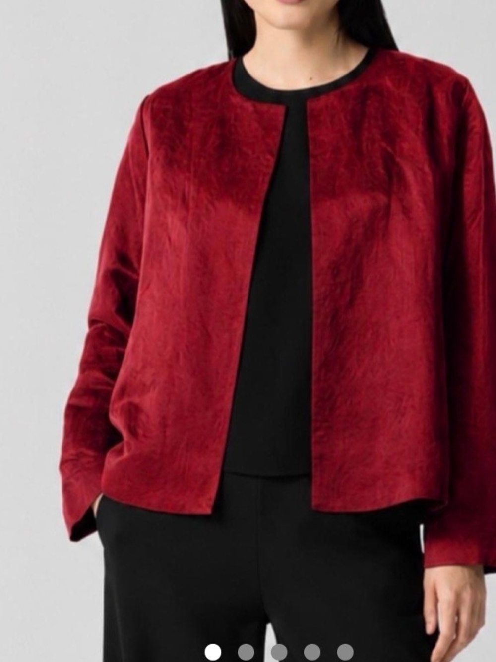 Eileen Fisher Crimson Open-Front Collarless Jacket